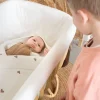 New Childhome Rattan Wieg Rechthoekig - 90X50X70 Cm + Jersey Omrander Ecru - Matras - 81X42X5 Cm