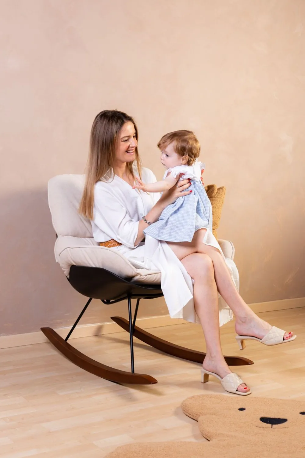 Best Childhome Rocking Schommelstoel Lounge - Zwart/Ecru