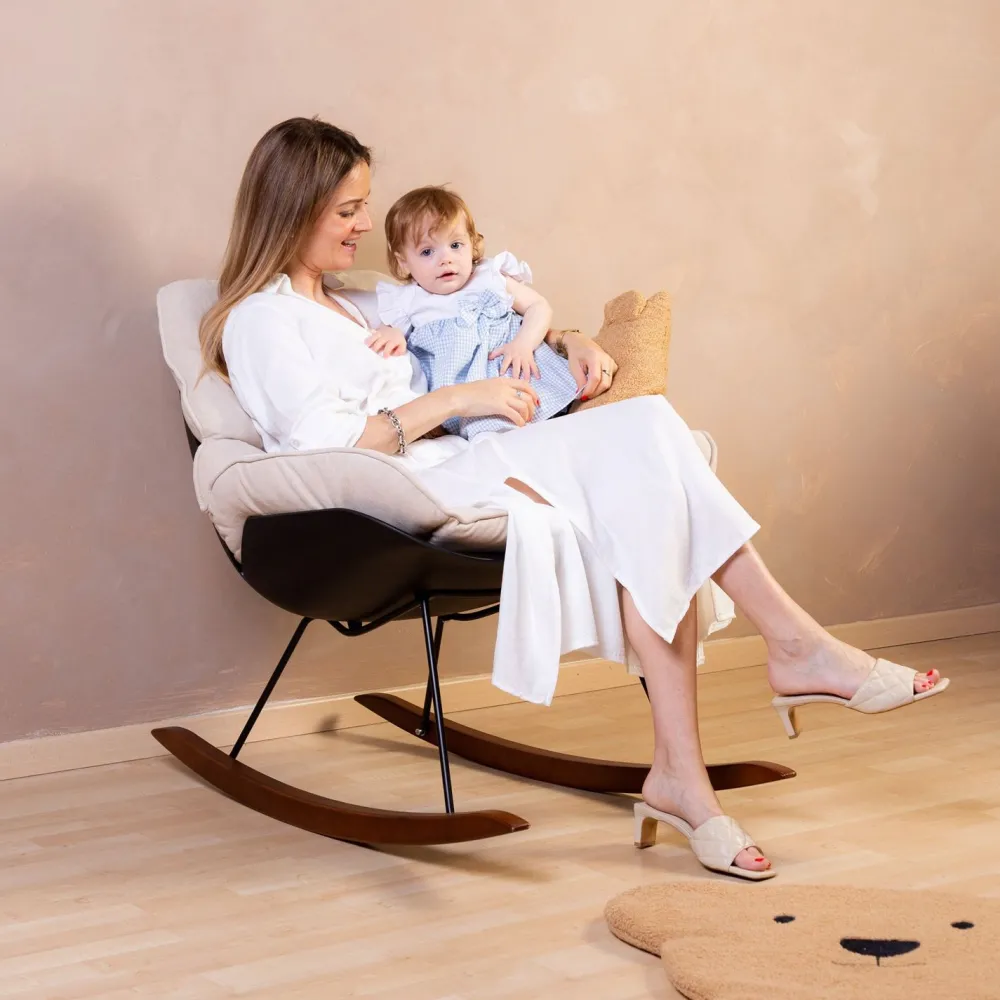 Best Childhome Rocking Schommelstoel Lounge - Zwart/Ecru