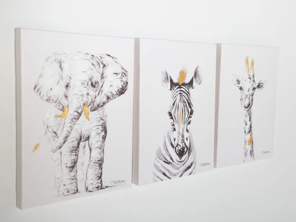 New Childhome Schilderij - Olifant + Goud - 30X40 Cm