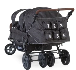Outlet Childhome Sixseater Wandelwagen Met Autobrake + Regenhoes + Zonnekappen - Antraciet