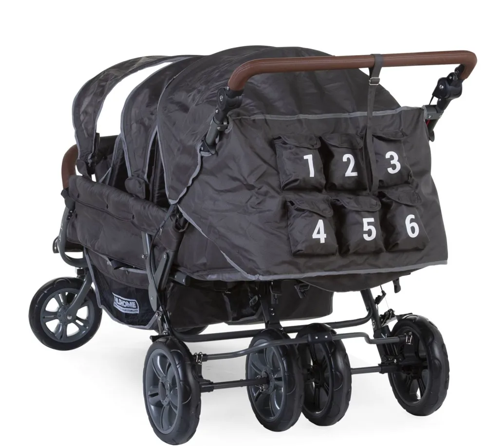 Outlet Childhome Sixseater Wandelwagen Met Autobrake + Regenhoes + Zonnekappen - Antraciet