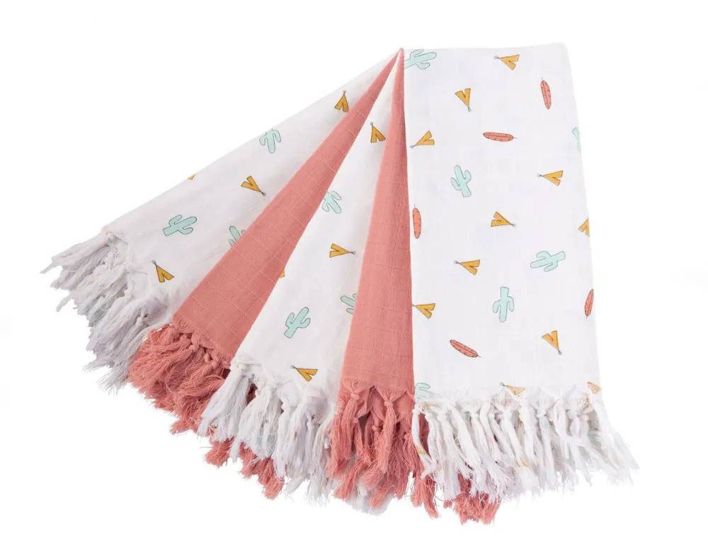 Shop Childhome Tetradoeken - Katoen - Tipi + Nude Met Franjes - 5 Stuks