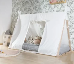 Fashion Childhome Tipi Bed - 90X200 Cm - Hout - Naturel Wit Ja, Graag Met Lattenbodem