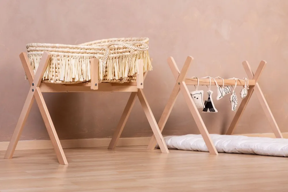 Fashion Childhome Tipi Staander Voor Moses Mand + Baby Gym - Hout - Naturel