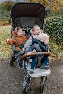 Discount Childhome Triplet Wandelwagen + Regenhoes + Zonnekap - Staal + Tedelon - Antraciet