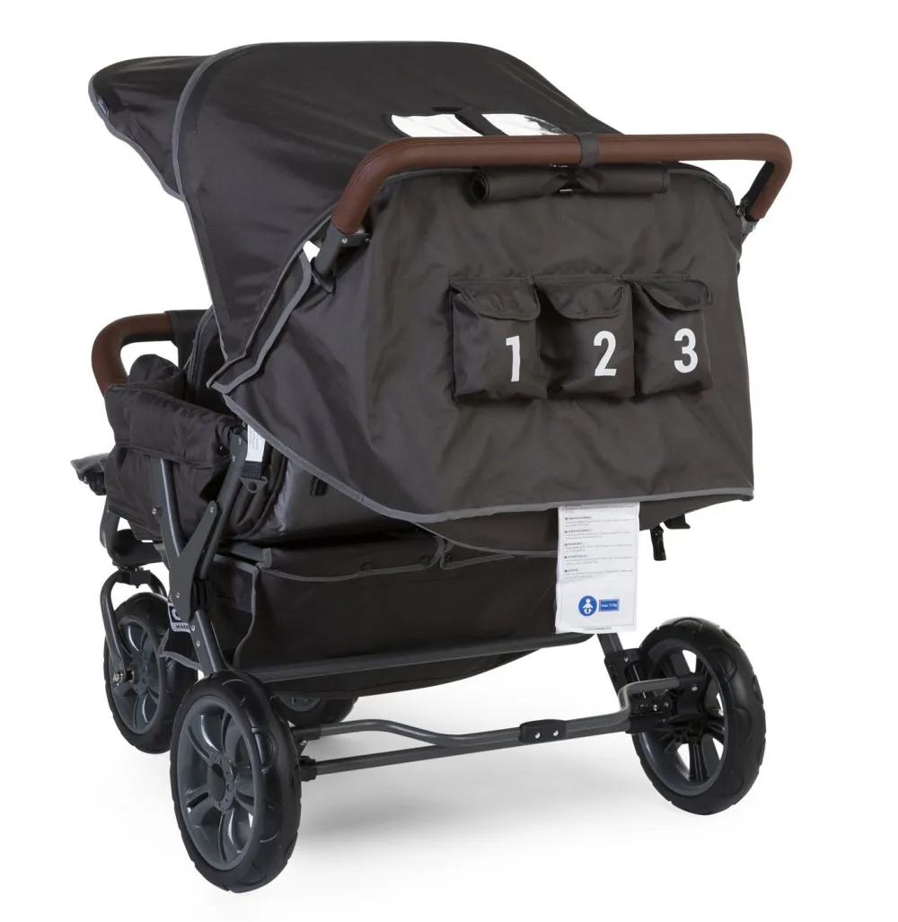 Discount Childhome Triplet Wandelwagen + Regenhoes + Zonnekap - Staal + Tedelon - Antraciet