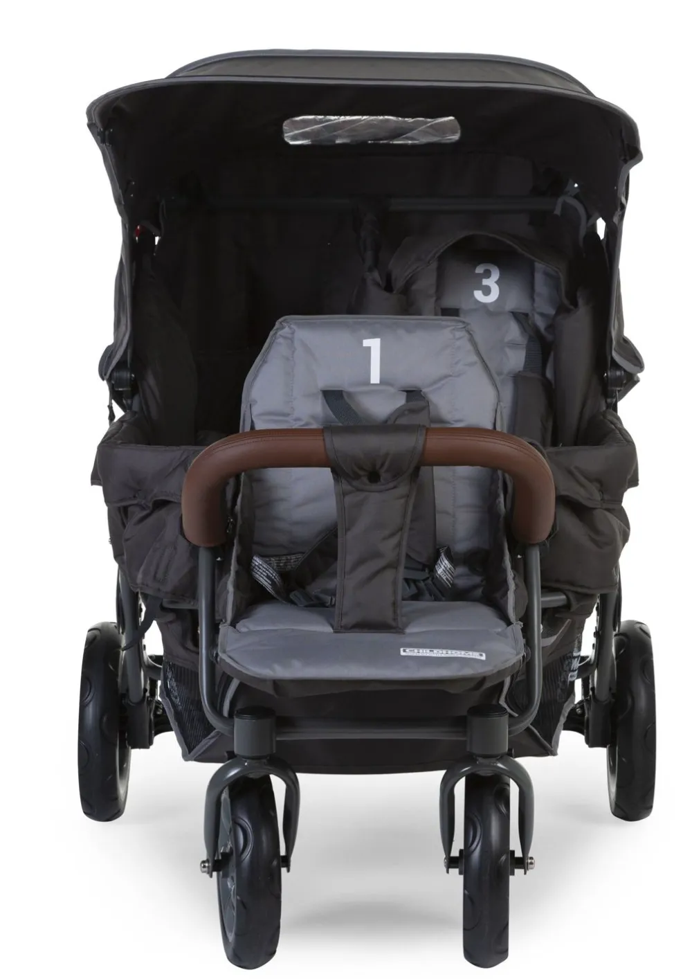 Discount Childhome Triplet Wandelwagen + Regenhoes + Zonnekap - Staal + Tedelon - Antraciet