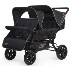 Hot Childhome Two By Two Wandelwagen + Regenhoes + Zonnekap - Staal + Tedelon - Zwart