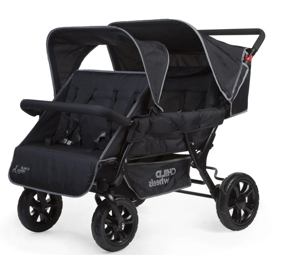 Hot Childhome Two By Two Wandelwagen + Regenhoes + Zonnekap - Staal + Tedelon - Zwart
