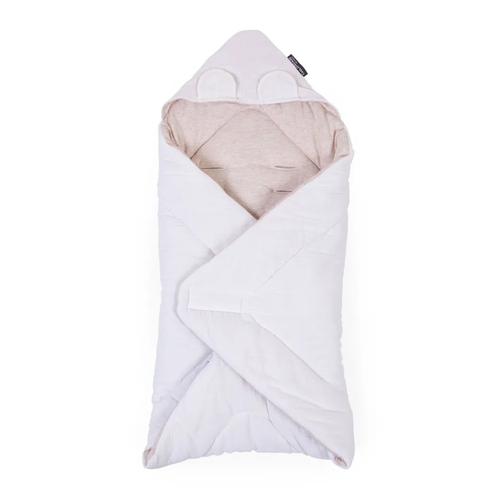 Clearance Childhome Wikkeldeken Universeel - 75X75 Cm - Jersey Melange Beige / Mousseline Teddy